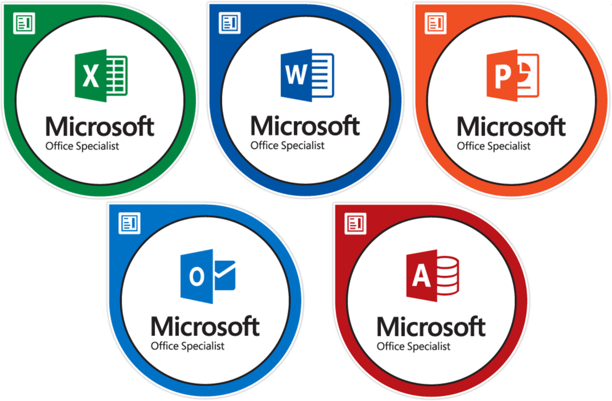 Logos for the Microsoft Office Specialist Badges